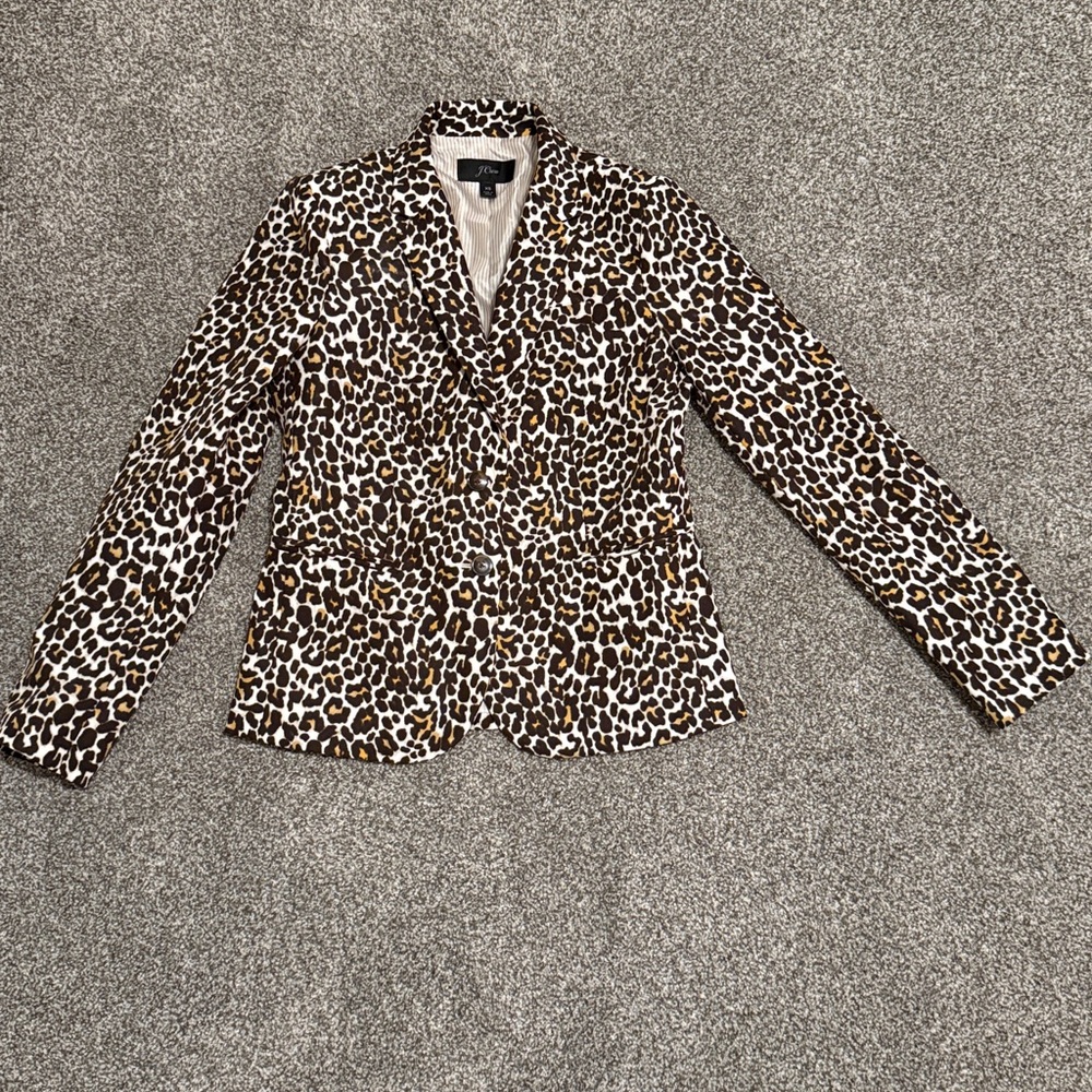 J. Crew Animal Print lined Blazer Sz XS- cheetah